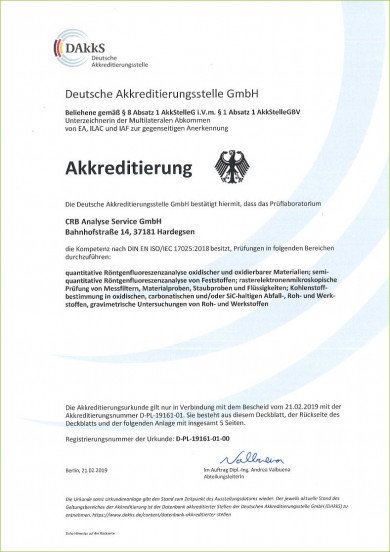 Accreditation according to DIN EN ISO 17025:2018