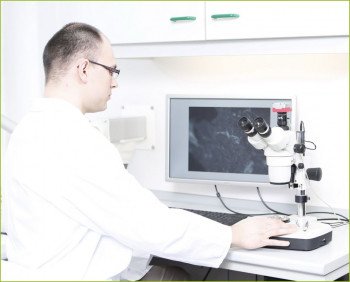 CRB GmbH | Preinvestigation of an asbestos sample with an optical microscope