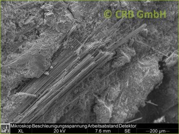 SEM-picture of amphibole asbestos, amosite in Promabest
