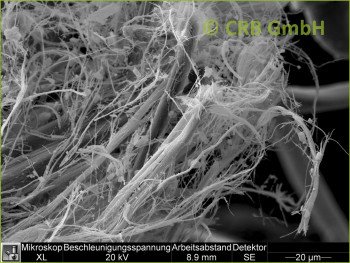 SEM-picture of chrysotile asbestos in textiles