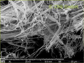 SEM-picture of chrysotile asbestos in cords